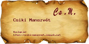 Csiki Manszvét névjegykártya
